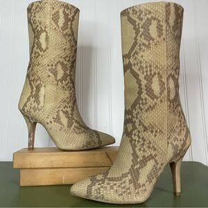 Paris Texas Mid-Calf Reptile Print Boots in Sand Leather *Italy*